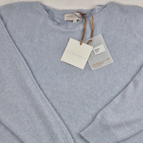 Bianco & Blue Cashmere Blend Sweater Made in Italy Size Large - Picture 6 of 12